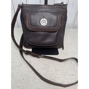 Brighton Brown Pebbled Leather Crossbody Bag Organizer Magnet Flap Pocket